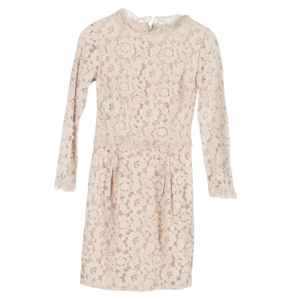 Alice By Temperley Women’s Lace Floral Dress Beige US 8 Long Sleeve Lined Elegan